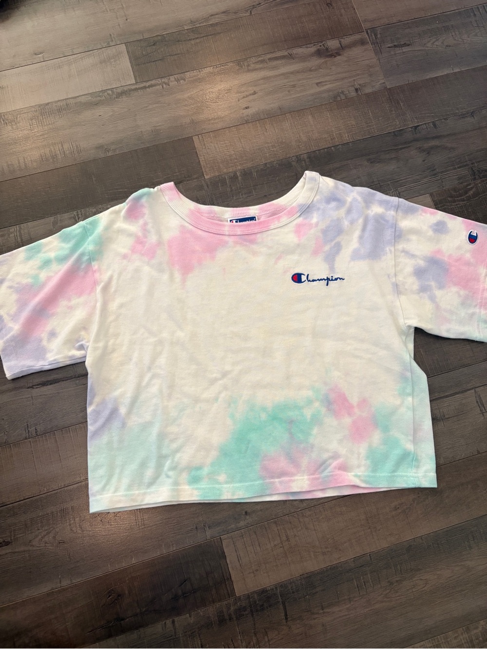 Champion Tie-Dye Cropped Tee - White, Pink, Mint, Lavender